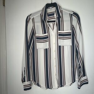 Express Navy and Cream Striped Shirt